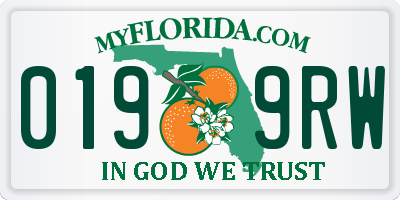 FL license plate 0199RW