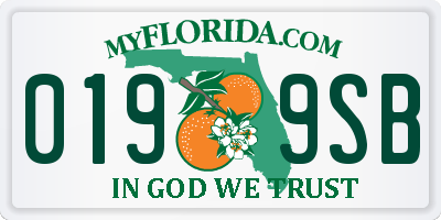 FL license plate 0199SB