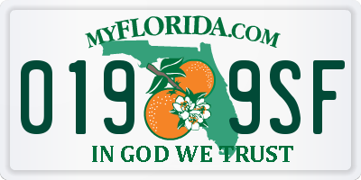 FL license plate 0199SF