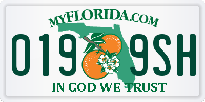 FL license plate 0199SH