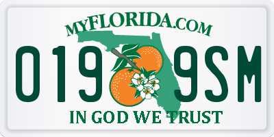 FL license plate 0199SM
