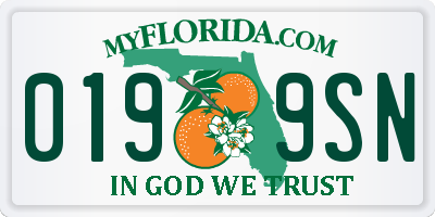 FL license plate 0199SN