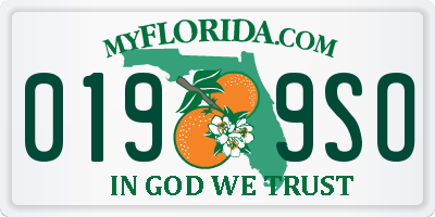 FL license plate 0199SO