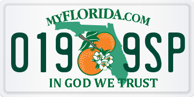 FL license plate 0199SP