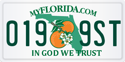 FL license plate 0199ST