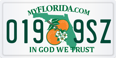 FL license plate 0199SZ