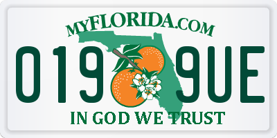 FL license plate 0199UE