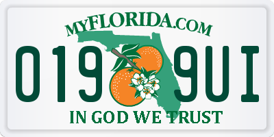 FL license plate 0199UI
