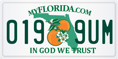 FL license plate 0199UM