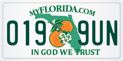 FL license plate 0199UN
