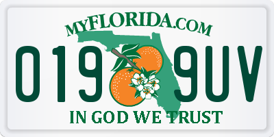 FL license plate 0199UV