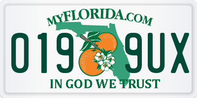FL license plate 0199UX