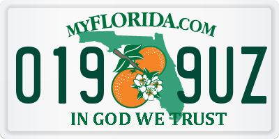 FL license plate 0199UZ