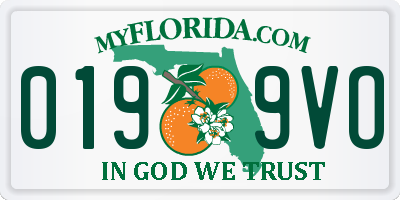 FL license plate 0199VO