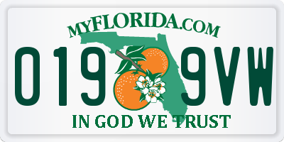 FL license plate 0199VW