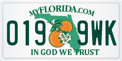 FL license plate 0199WK