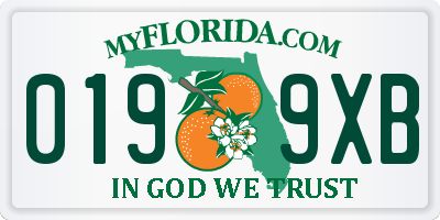 FL license plate 0199XB