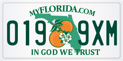 FL license plate 0199XM