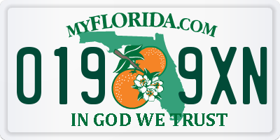 FL license plate 0199XN