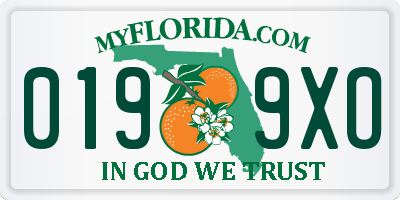 FL license plate 0199XO