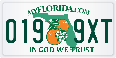 FL license plate 0199XT