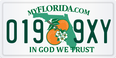 FL license plate 0199XY