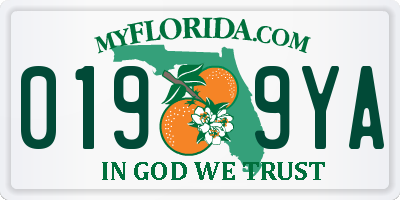 FL license plate 0199YA