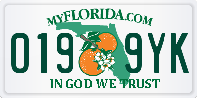 FL license plate 0199YK