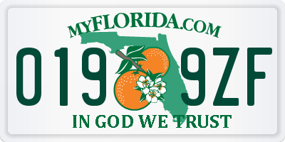 FL license plate 0199ZF