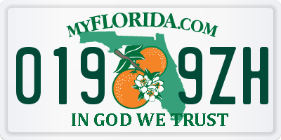 FL license plate 0199ZH