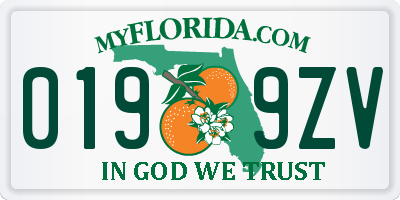 FL license plate 0199ZV