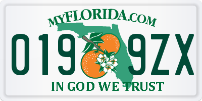 FL license plate 0199ZX