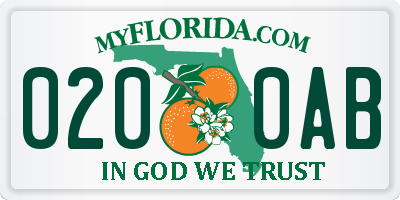 FL license plate 0200AB