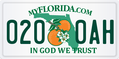 FL license plate 0200AH