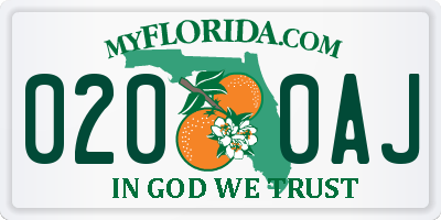 FL license plate 0200AJ