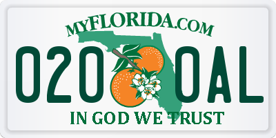 FL license plate 0200AL