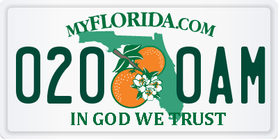 FL license plate 0200AM