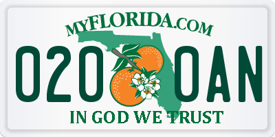 FL license plate 0200AN