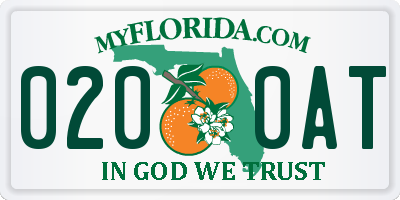 FL license plate 0200AT