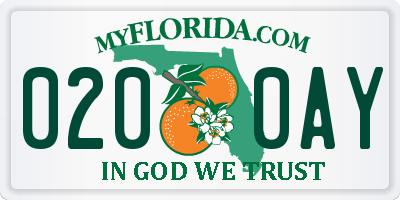 FL license plate 0200AY