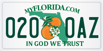 FL license plate 0200AZ