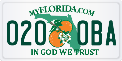 FL license plate 0200BA
