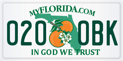 FL license plate 0200BK