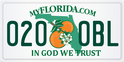 FL license plate 0200BL