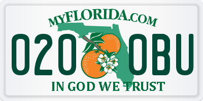 FL license plate 0200BU
