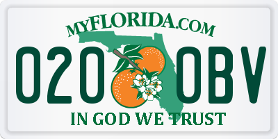 FL license plate 0200BV