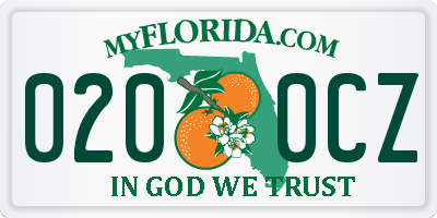 FL license plate 0200CZ