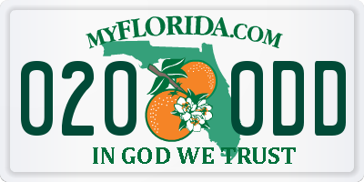 FL license plate 0200DD
