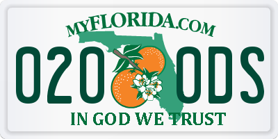 FL license plate 0200DS