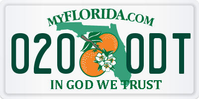 FL license plate 0200DT